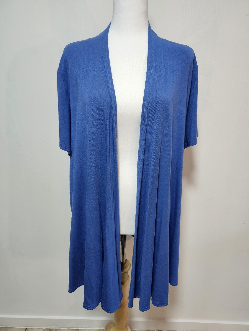Blue Sky Open-Front Short Sleeve Duster Cardigan - Bamboo - Blue